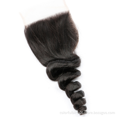 Loose Wave 4*4 Closure 100% Human Hair Closure 16 20 Inch 4x4 transparent HD Lace Remy Hair Peruvian Closure